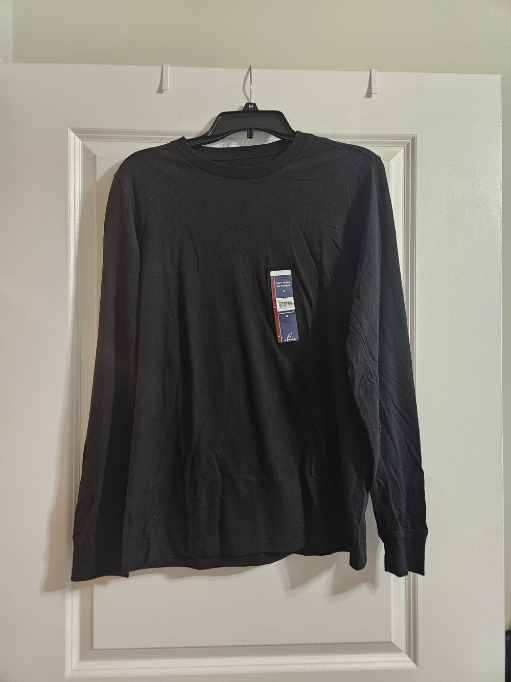 George Men's Black Long Sleeve Crew Neck Shirt, S